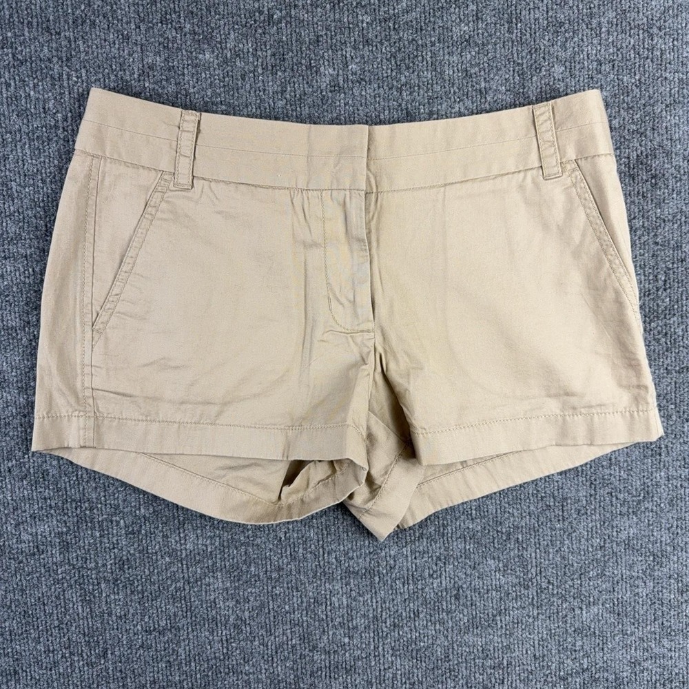 J.Crew Shorts Womens 4 Beige Twill Chino Broken In Cotton Casual Summer Pockets